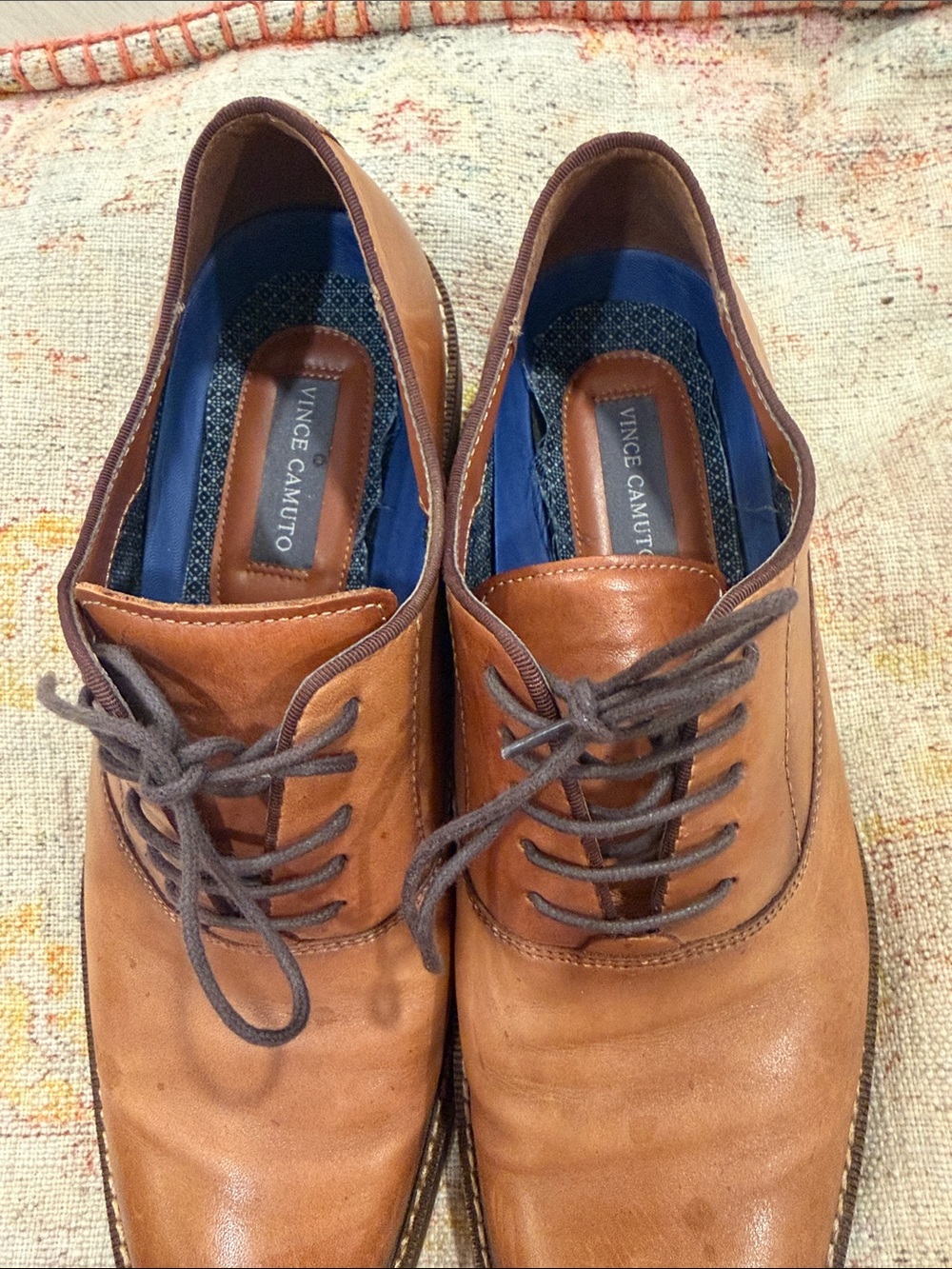 Vince Camuto Men’s Leather Oxford Dress Shoes – Size 11 – Cognac/Tan